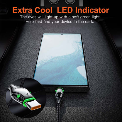 Type C to Type C Cable PD 60W Fast Charger Braided USB Lead LED for Samsung 25Cm