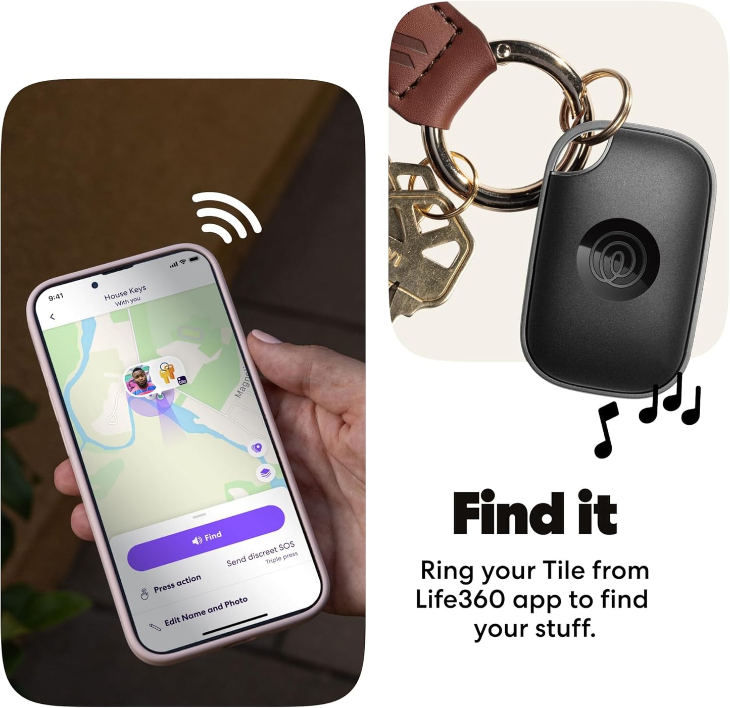 Tile Pro - Powerful Bluetooth Tracker, Key Finder and Item Locator for Keys Bags, and More. Both Ios and Android Compatible. Phone Finder. 2-Pack (Black/White)
