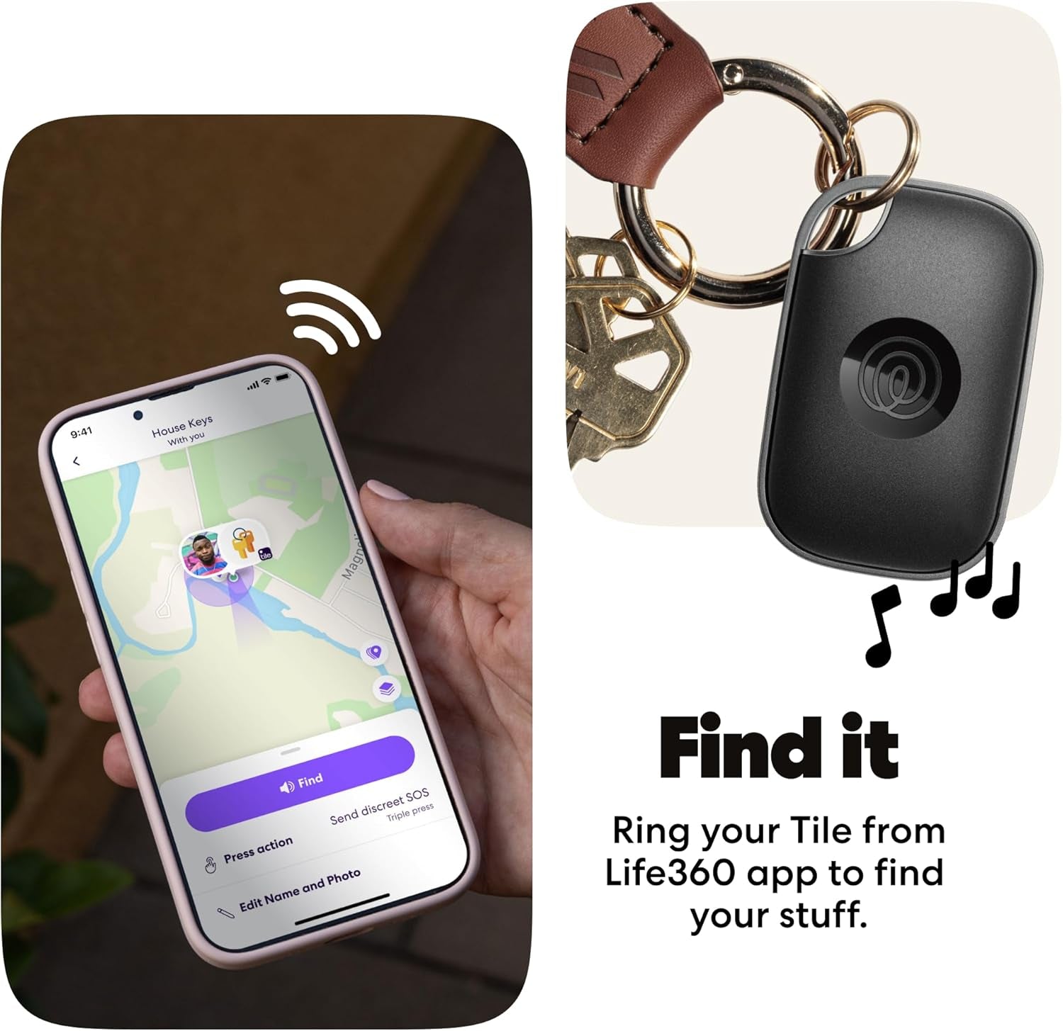 Tile Pro - Powerful Bluetooth Tracker, Key Finder and Item Locator for Keys Bags, and More. Both Ios and Android Compatible. Phone Finder. 2-Pack (Black/White)