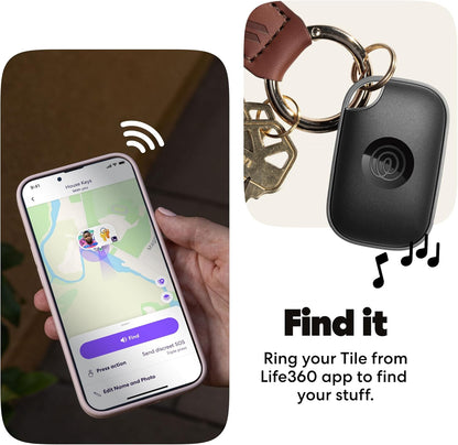 Tile Pro - Powerful Bluetooth Tracker, Key Finder and Item Locator for Keys Bags, and More. Both Ios and Android Compatible. Phone Finder. 2-Pack (Black/White)