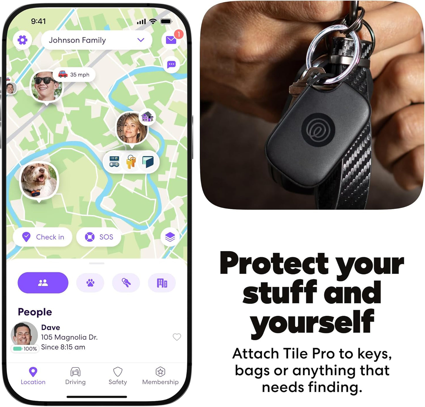 Tile Pro - Powerful Bluetooth Tracker, Key Finder and Item Locator for Keys Bags, and More. Both Ios and Android Compatible. Phone Finder. 2-Pack (Black/White)