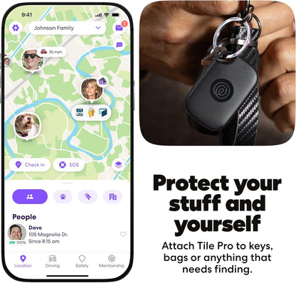 Tile Pro - Powerful Bluetooth Tracker, Key Finder and Item Locator for Keys Bags, and More. Both Ios and Android Compatible. Phone Finder. 2-Pack (Black/White)