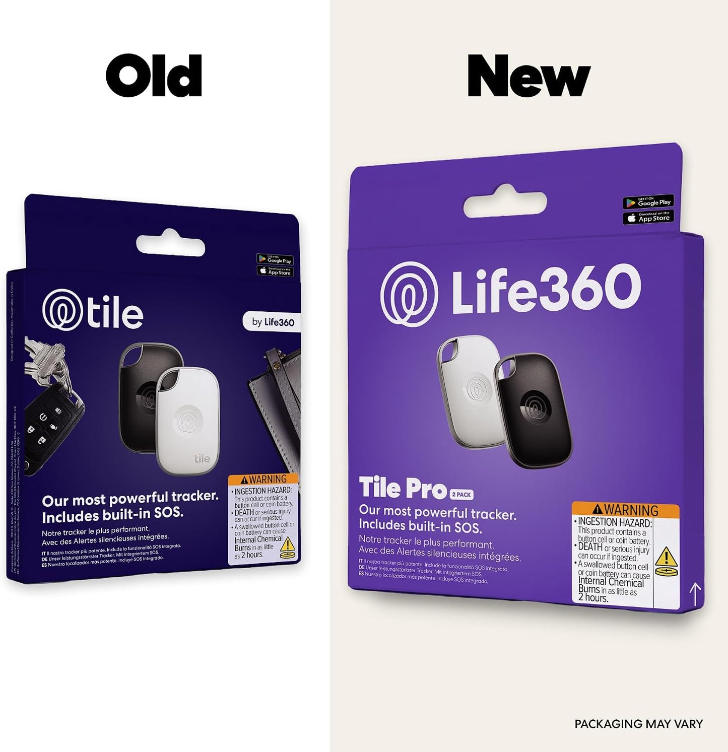 Tile Pro - Powerful Bluetooth Tracker, Key Finder and Item Locator for Keys Bags, and More. Both Ios and Android Compatible. Phone Finder. 2-Pack (Black/White)