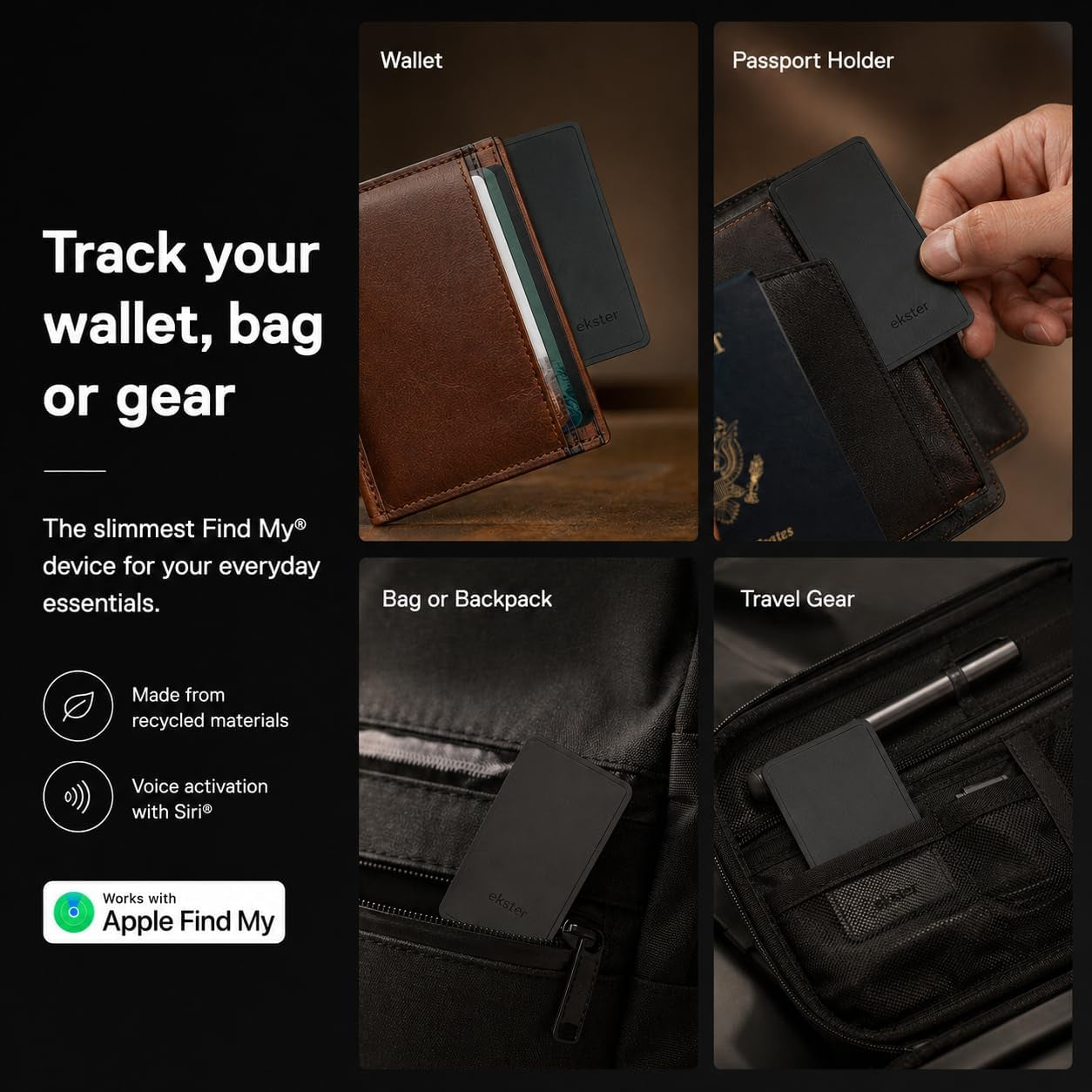 Finder Card - Apple Find My Wallet Tracker, Rechargeable, Bluetooth